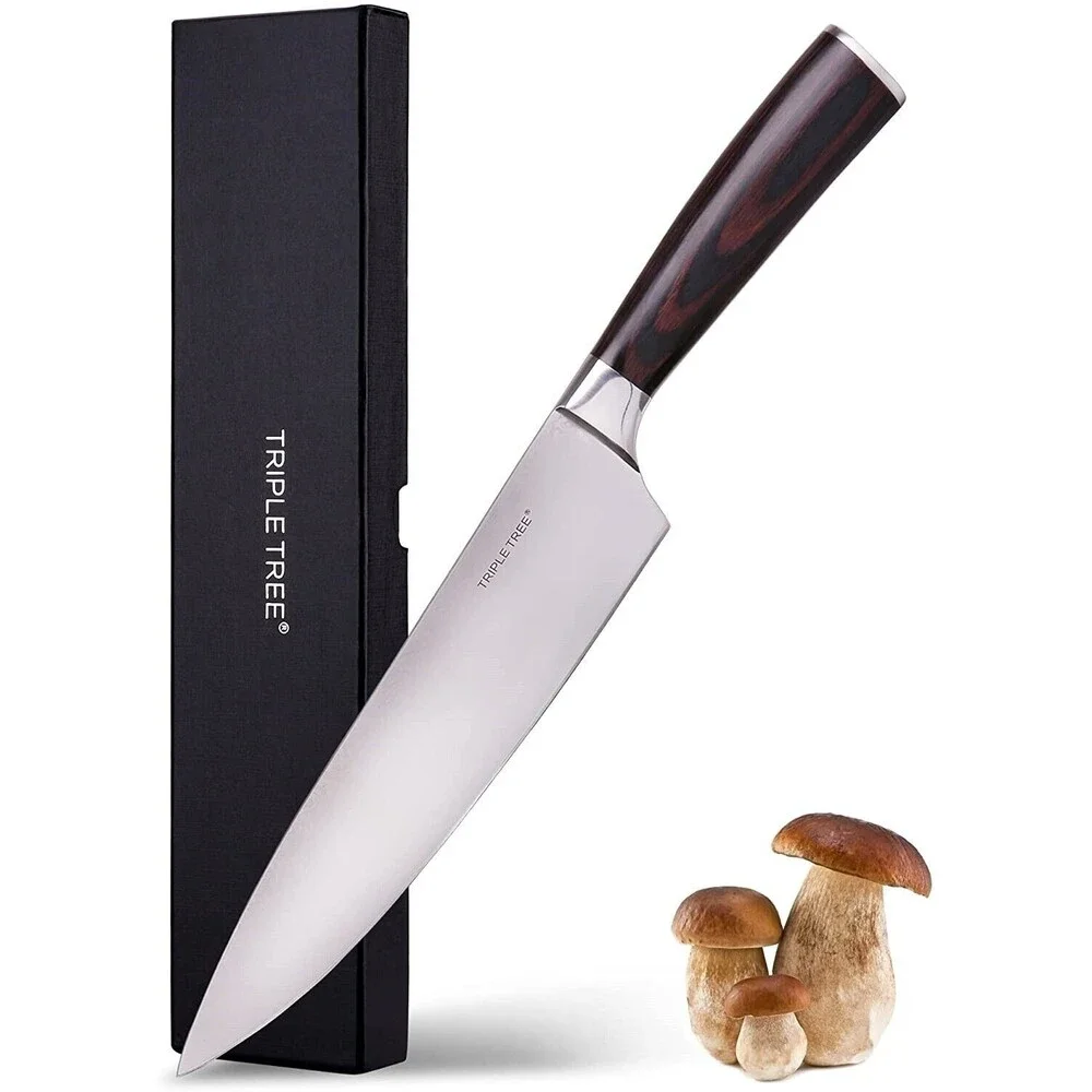 Triple Tree Premium High Carbon Stainless Steel 8 Inch Chef Knife Wooden Grip